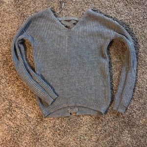 Grey So sweater with ribbon back